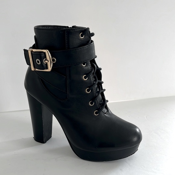 TOP MODA Women High Heel Lace Up Ankle Boots Platform Booties Shoes Size 6 M - Picture 2 of 9